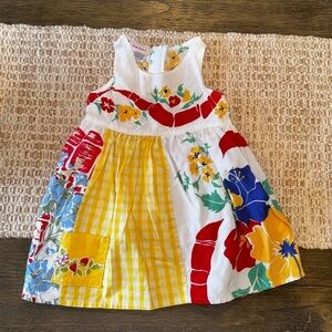 Sue-Sue’s Vintage Hibiscus Flower Sleeveless Multi-Print Pocket Dress Girls 3